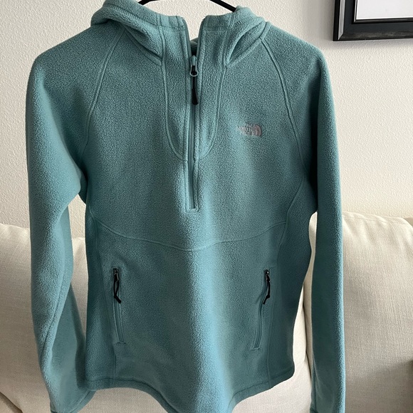 Teal Fleece Pull Over Quarter Zip North Face Jacket - Picture 1 of 4